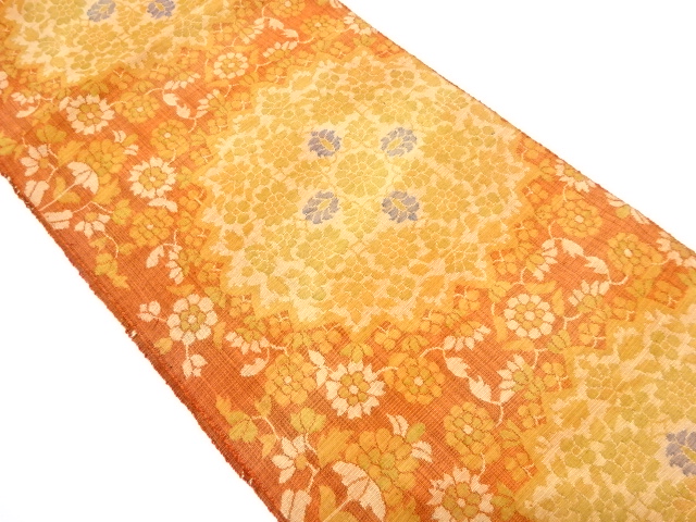 JAPANESE NAGOYA OBI / TSUMUGI / WOVEN FLOWER CREST